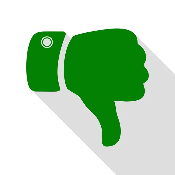 Hand tecken illustration. Grön ikon med platt stil skugga sökväg. — Stock vektor