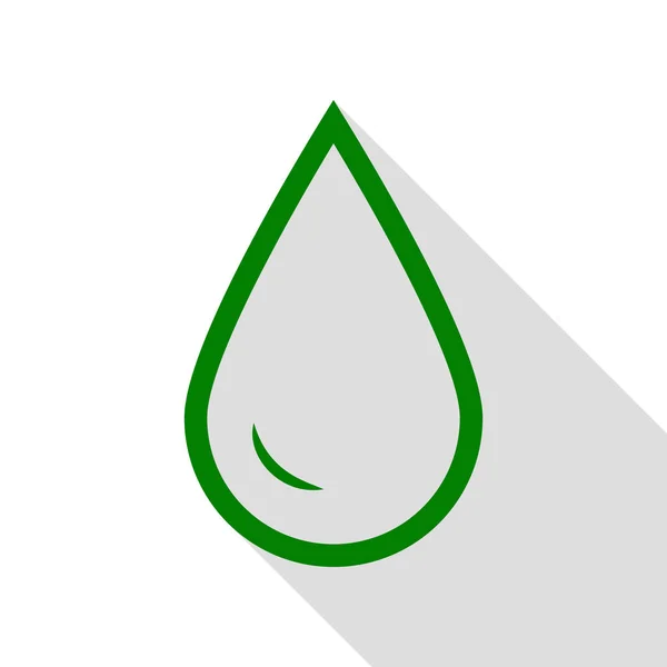 Kropla wody znak. Zielona ikona z ścieżkę cień płaski. — Wektor stockowy