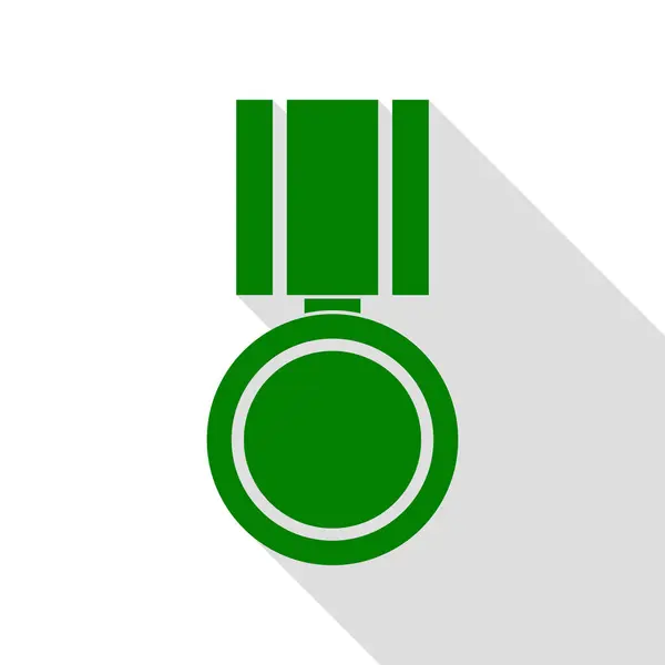 Illustration de signe de médaille. Icône verte avec chemin d'ombre de style plat . — Image vectorielle