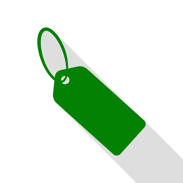 Ilustração do sinal da etiqueta. Ícone verde com estilo plano sombra caminho . — Vetor de Stock