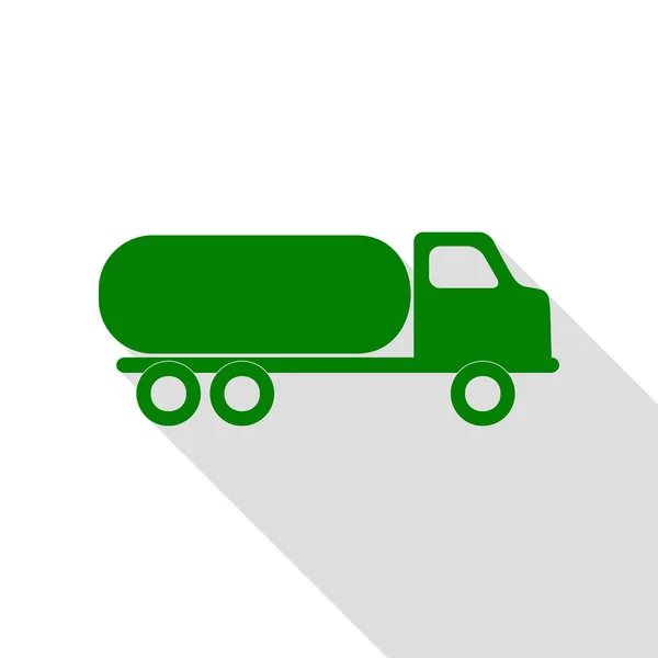 Auto trasporti segno. Icona verde con percorso ombra in stile piatto . — Vettoriale Stock