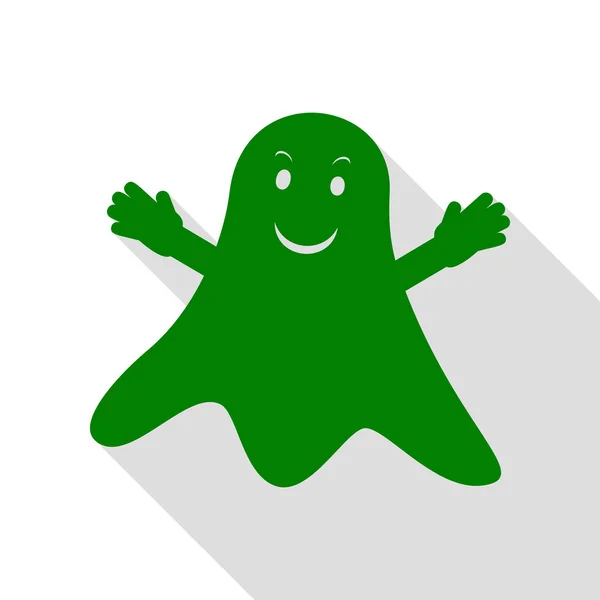 Ghost geïsoleerde teken. Groen pictogram met vlakke stijl schaduw pad. — Stockvector