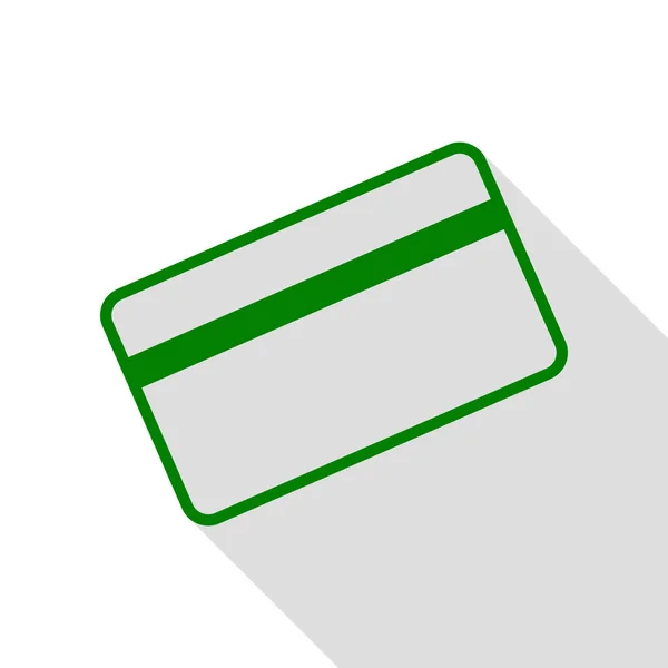 Tarjeta de crédito para descargar. Icono verde con camino de sombra de estilo plano . — Vector de stock