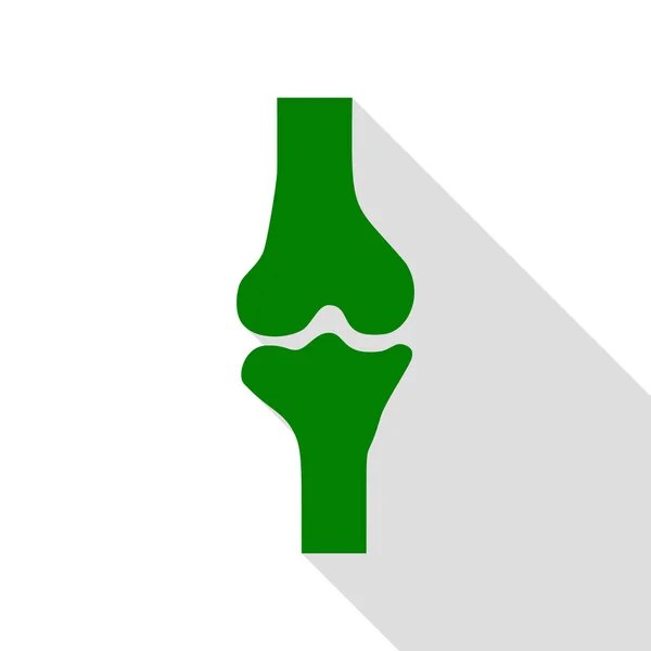 Kniegelenkzeichen. grünes Symbol mit flachem Schattenpfad. — Stockvektor