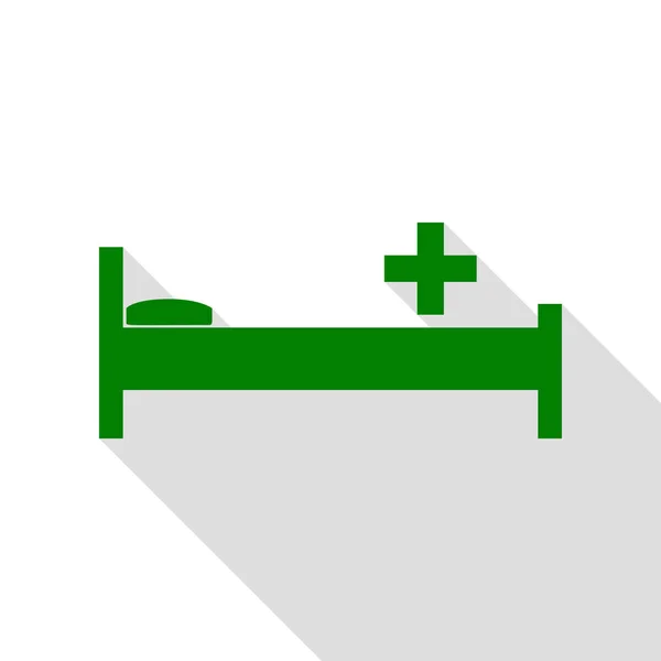 Ziekenhuis teken illustratie. Groen pictogram met vlakke stijl schaduw pad. — Stockvector