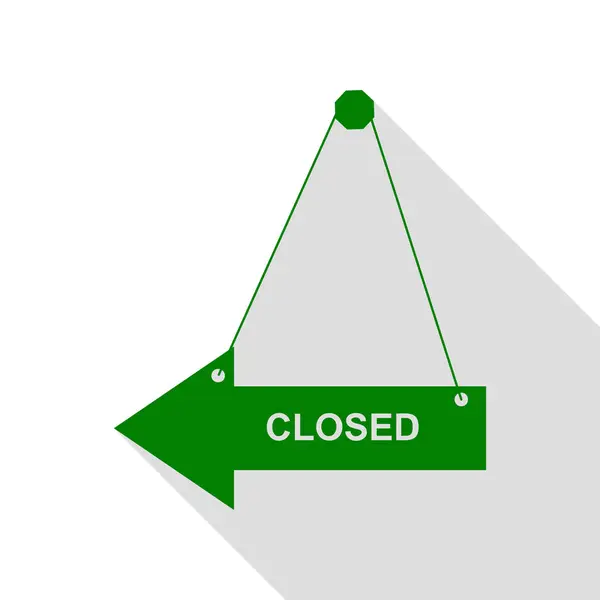 Illustrazione segno chiuso. Icona verde con percorso ombra in stile piatto . — Vettoriale Stock