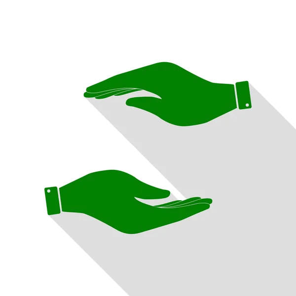Hand teken illustratie. Groen pictogram met vlakke stijl schaduw pad. — Stockvector