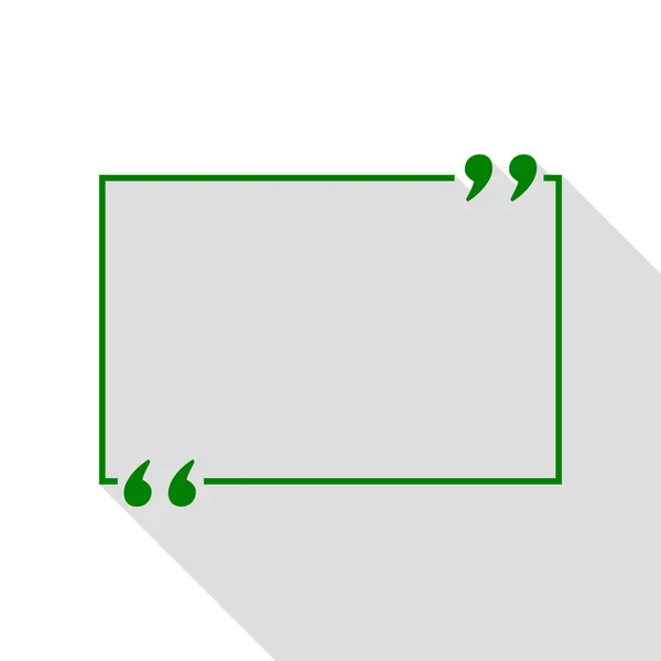 Anführungszeichen. grünes Symbol mit flachem Schattenpfad. — Stockvektor