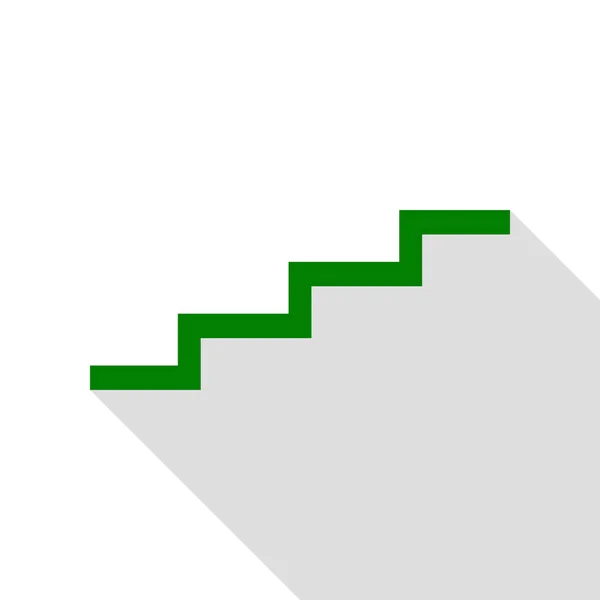Вывеска на лестнице. Зеленая икона с плоским стилем теней . — стоковый вектор