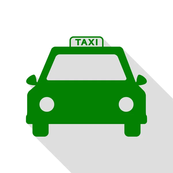 Taxi tecken illustration. Grön ikon med platt stil skugga sökväg. — Stock vektor