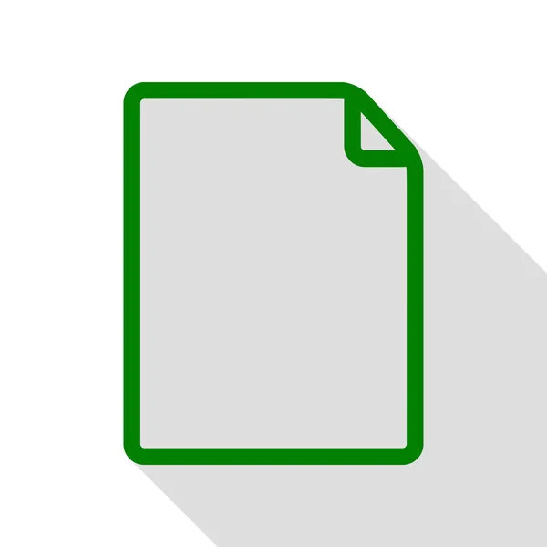 Απεικόνιση σημείου κατακόρυφο έγγραφο. Πράσινο εικονίδιο με επίπεδη στυλ σκιάς διαδρομή. — Διανυσματικό Αρχείο