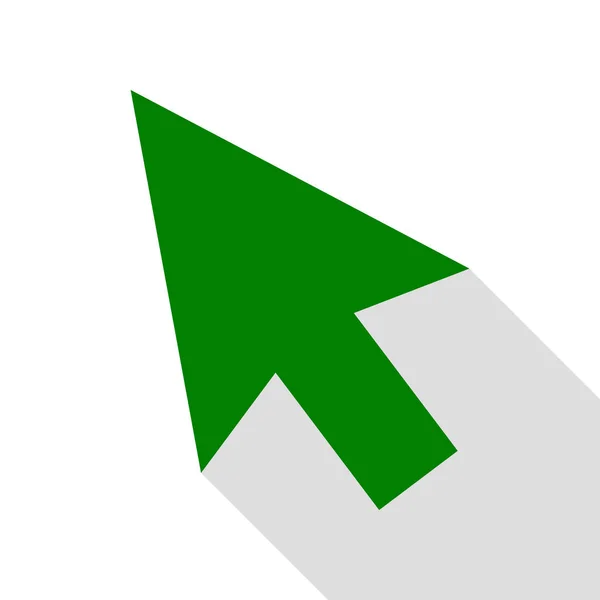 Illustration du signe fléché. Icône verte avec chemin d'ombre de style plat . — Image vectorielle