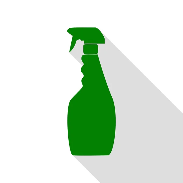 Temizlik için plastik şişe. Yeşil simge düz stil gölge yolu ile. — Stok Vektör