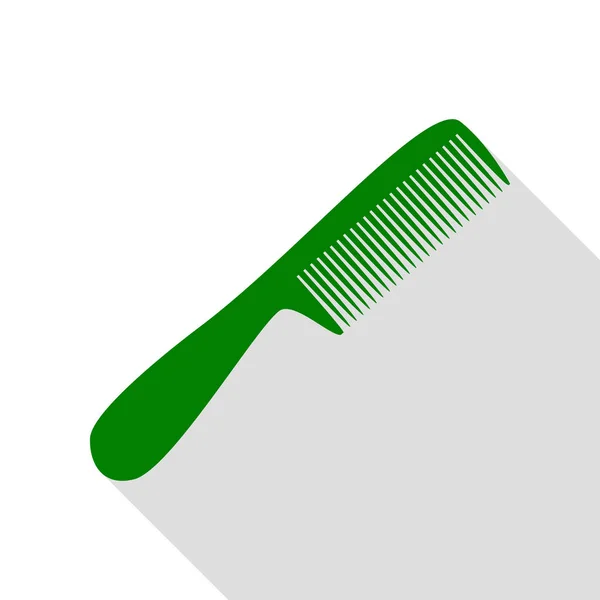 Kamm einfaches Zeichen. grünes Symbol mit flachem Schattenpfad. — Stockvektor