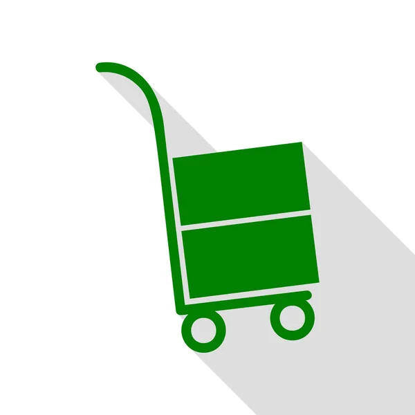 Panneau du camion. Icône verte avec chemin d'ombre de style plat . — Image vectorielle