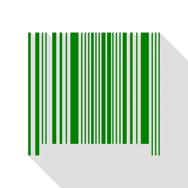 Bar code sign. Green icon with flat style shadow path. — Stock Vector