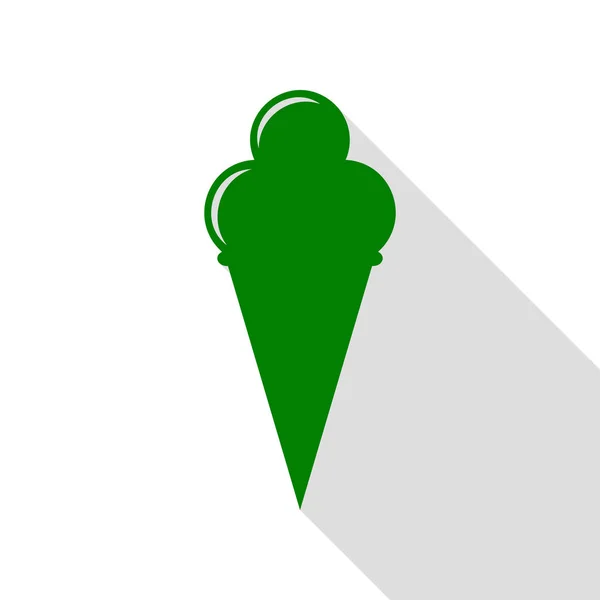 Panneau de glace. Icône verte avec chemin d'ombre de style plat . — Image vectorielle
