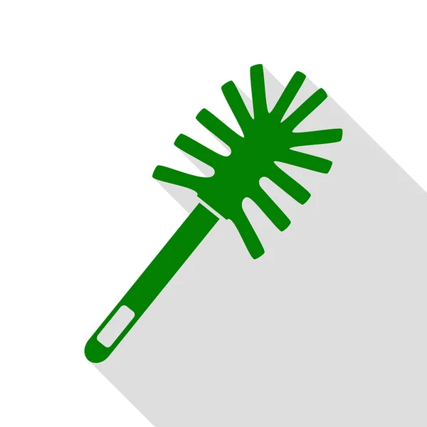 Toilet brush doodle. Green icon with flat style shadow path. — Stock Vector