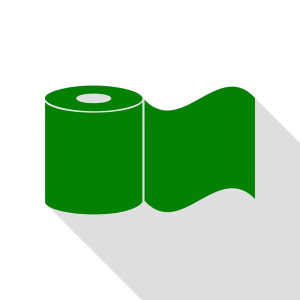 WC-papír jele. Zöld ikon, a lapos stílusú shadow elérési út. — Stock Vector