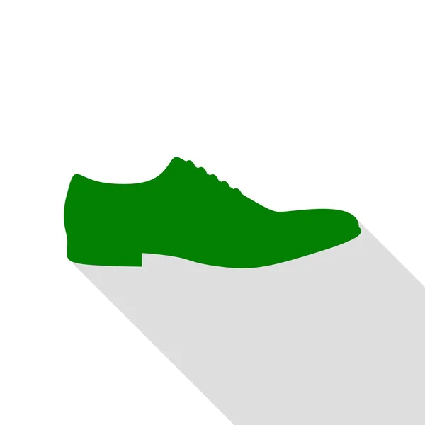 남자 신발에 서명합니다. 평면 스타일 그림자 경로와 녹색 아이콘. — 스톡 벡터