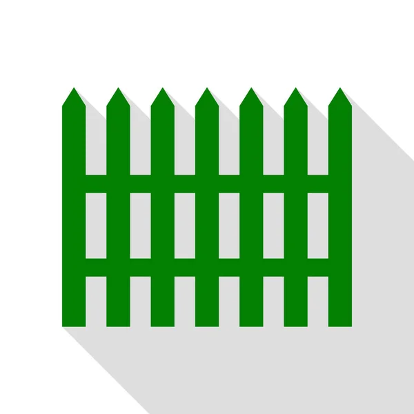 Zaun einfaches Zeichen. grünes Symbol mit flachem Schattenpfad. — Stockvektor