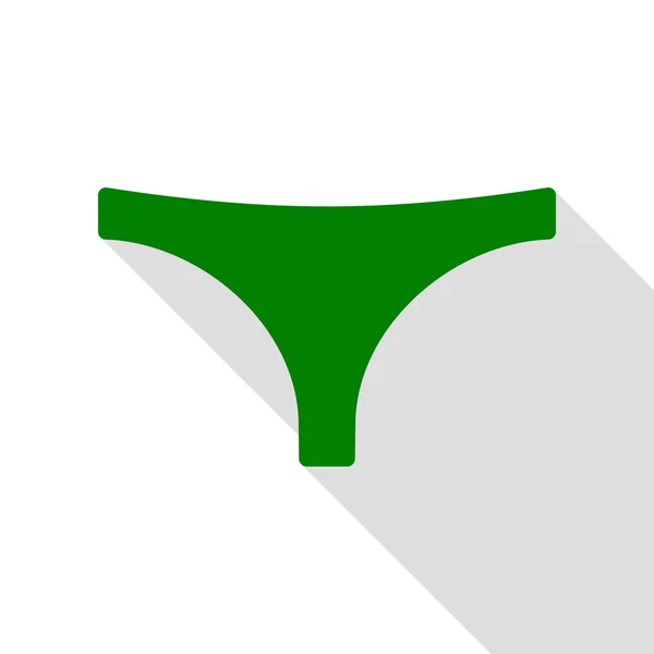 As cuecas das mulheres assinam. Ícone verde com estilo plano sombra caminho . — Vetor de Stock