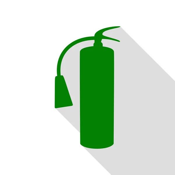 Señal del extintor de incendios. Icono verde con camino de sombra de estilo plano . — Archivo Imágenes Vectoriales