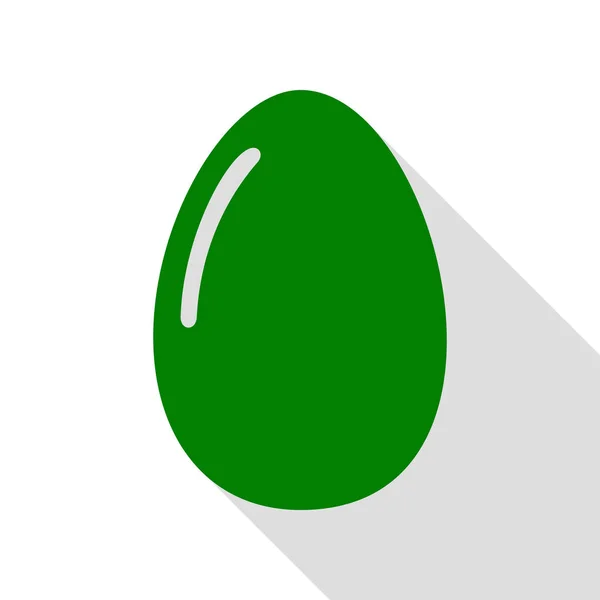 Tavuk yumurta işareti. Yeşil simge düz stil gölge yolu ile. — Stok Vektör