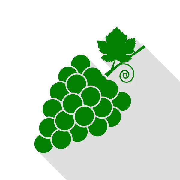 Виноград знак ілюстрації. Зелена піктограма з пласким стилем шляху тіні . — стоковий вектор