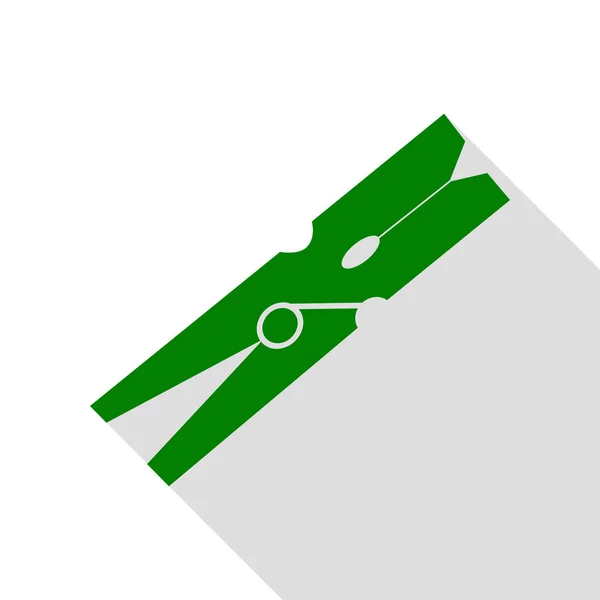 Kolíčkem znamení. Zelená ikona s ploché styl stínu cestou. — Stockový vektor