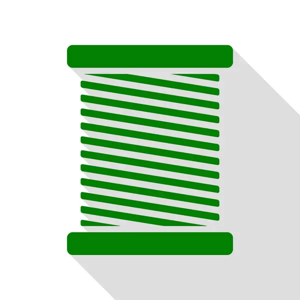 Ilustração do sinal do fio. Ícone verde com estilo plano sombra caminho . — Vetor de Stock