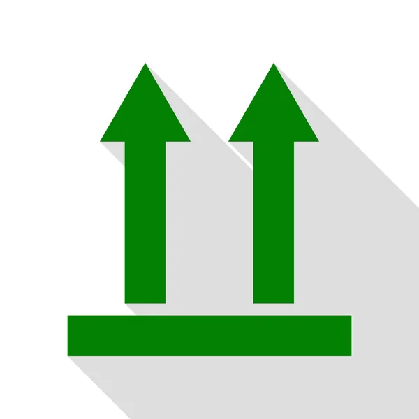 Logistisches Zeichen von Pfeilen. grünes Symbol mit flachem Schattenpfad. — Stockvektor