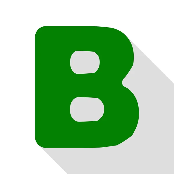 Letra B elemento plantilla de diseño de signo. Icono verde con camino de sombra de estilo plano . — Archivo Imágenes Vectoriales