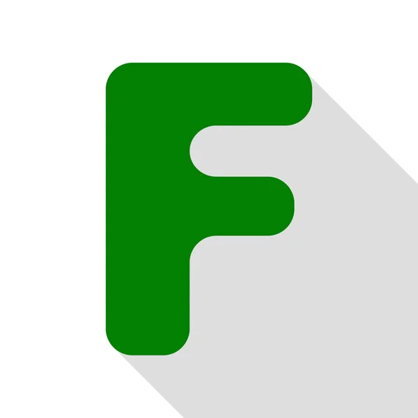 Carta F elemento modelo de design de sinal. Ícone verde com estilo plano sombra caminho . —  Vetores de Stock