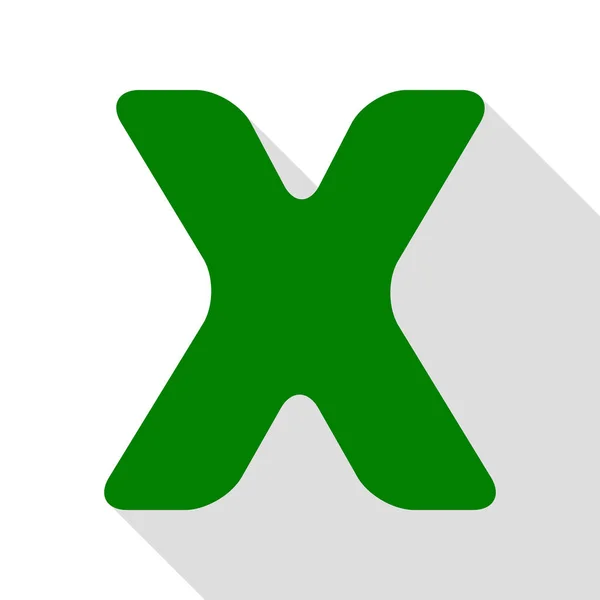 Letter X teken sjabloon ontwerpelement. Groen pictogram met vlakke stijl schaduw pad. — Stockvector