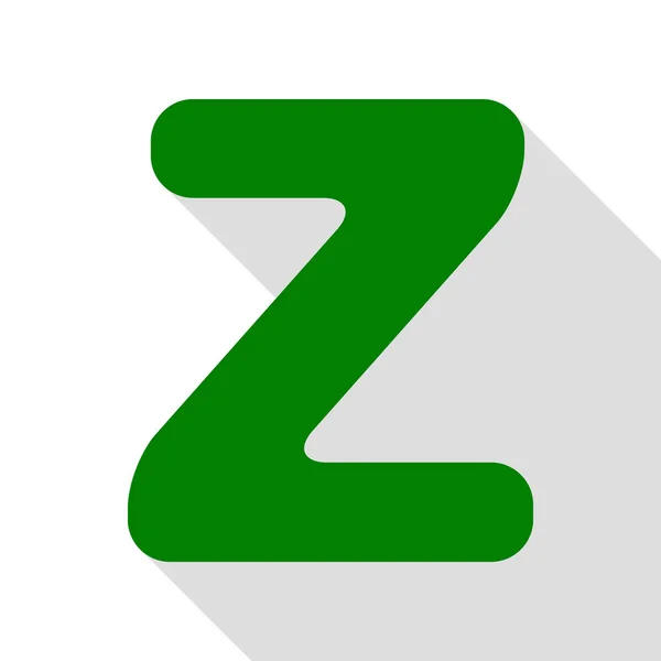 Letra Z elemento plantilla de diseño de signo. Icono verde con camino de sombra de estilo plano . — Vector de stock