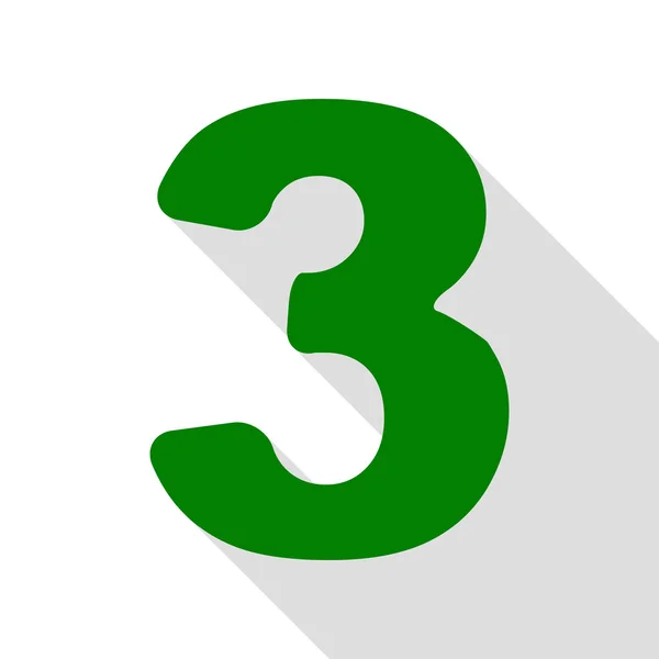 Элемент шаблона дизайна знака номер 3. Зеленая икона с плоским стилем теней . — стоковый вектор