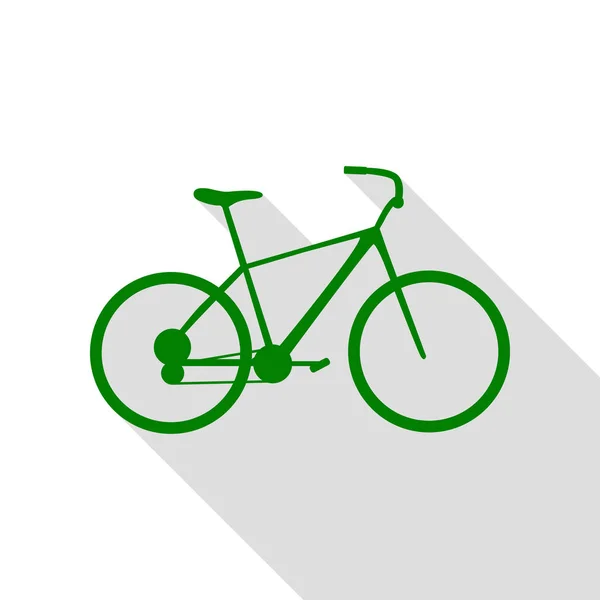 Bicicleta, sinal de bicicleta. Ícone verde com estilo plano sombra caminho . — Vetor de Stock