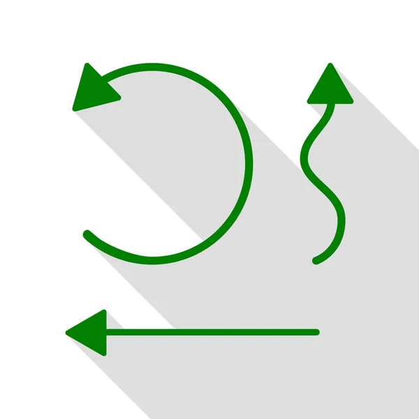 Sencillo conjunto de flechas de interfaz Icono verde con ruta de sombra de estilo plano . — Archivo Imágenes Vectoriales