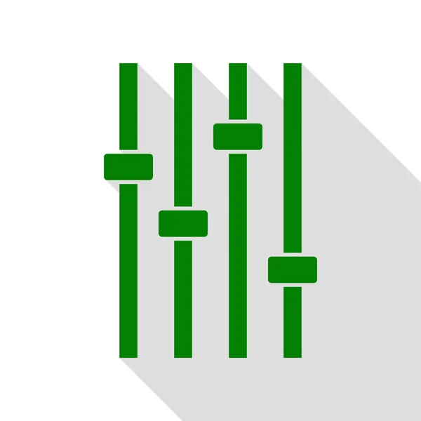 Aanpassing muziek lijn teken. Groen pictogram met vlakke stijl schaduw pad. — Stockvector