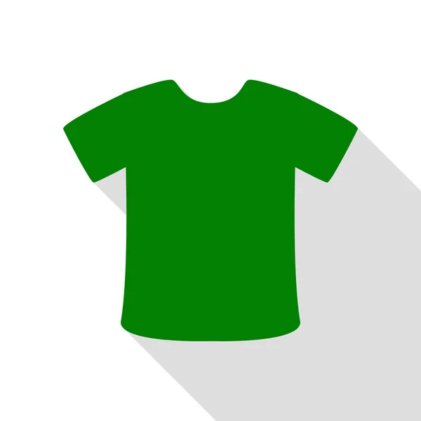 T-shirt işareti. Yeşil simge düz stil gölge yolu ile. — Stok Vektör