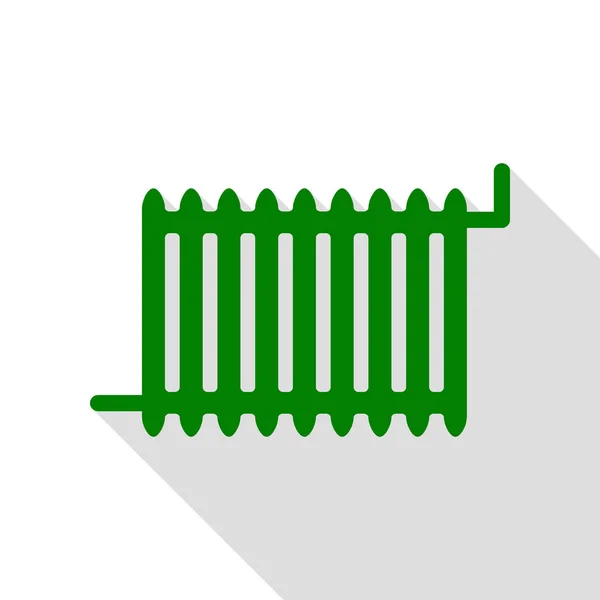 Radiátor znamení. Zelená ikona s ploché styl stínu cestou. — Stockový vektor