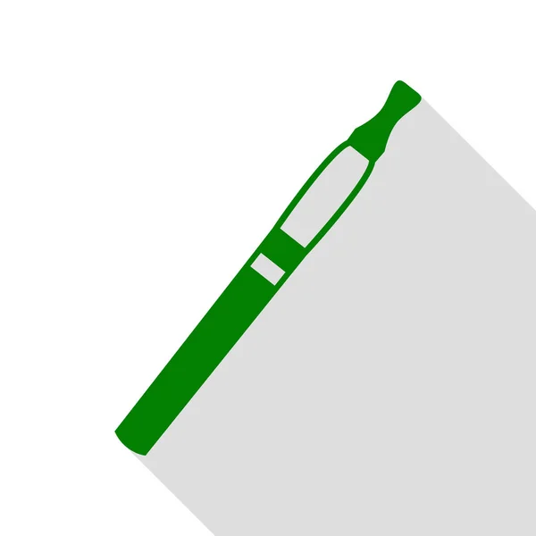 E-Zigaretten-Schild. grünes Symbol mit flachem Schattenpfad. — Stockvektor