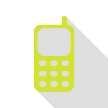 Cep telefonu işareti. Düz stil gölge yolu ile armut simgesi.