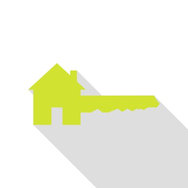 Ev anahtar işareti. Düz stil gölge yolu ile armut simgesi.