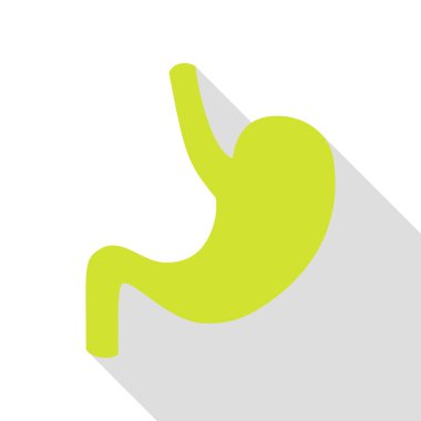 İnsan anatomisi mide. Düz stil gölge yolu ile armut simgesi.