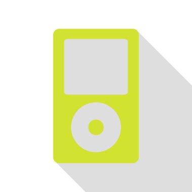 Taşınabilir müzik cihazı. Düz stil gölge yolu ile armut simgesi.
