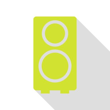 Hoparlör illüstrasyon işareti. Düz stil gölge yolu ile armut simgesi.