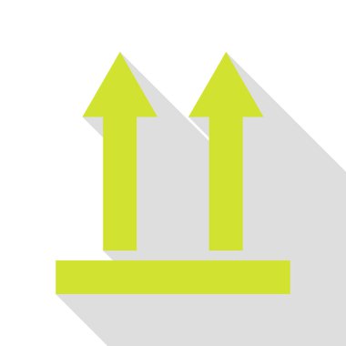 Oklar lojistik iz. Düz stil gölge yolu ile armut simgesi.