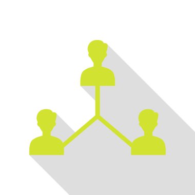 Sosyal medya pazarlama işareti. Düz stil gölge yolu ile armut simgesi.